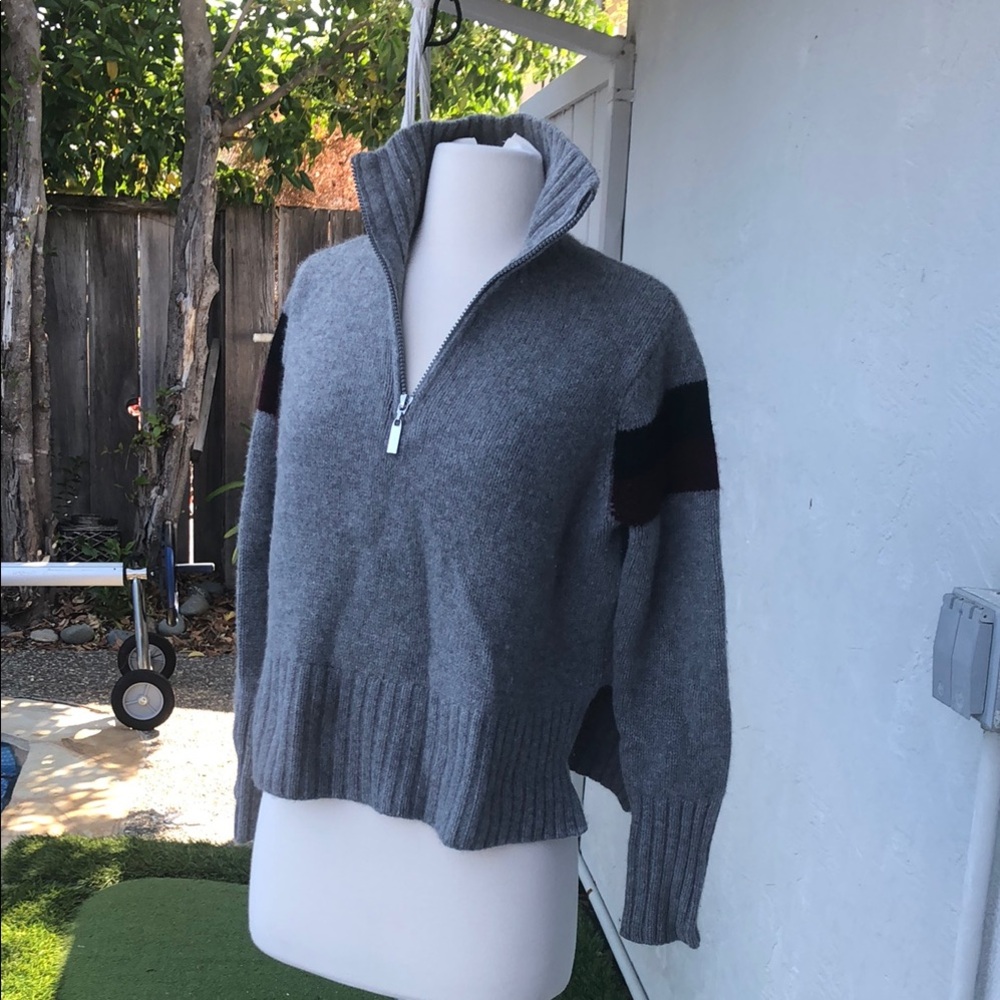 Sienna Zac Gray, Blac and Burgundy Cashmere Sweater